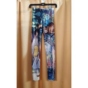Black Milk Alice in Wonderland Novelty Print Women's Ankle Leggings Size XS